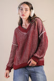 Pinned and Knitted Long-sleeve: Burgundy