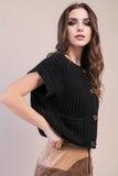 Button Bliss Knitted Vest: Brown