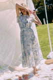 *RESTOCKED* In a Garden Mood Midi Dress: Sky Blue