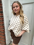 Dot Your Average Sweater Top: Ecru