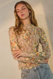 Sunlit Petals Lace Top: Taupe Multi