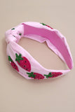 Beaded Strawberry Headband: Pink
