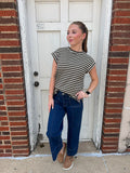 Sunday Stripes Top: Olive/Ivory