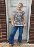 Modern Floral Top: Deep Sage