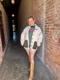 Cozy Trail Sherpa Jacket: Ivory/Olive