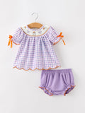 Gingham Ghoul Bloomer Set: Purple Mix