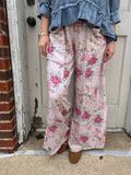 Vintage Floral Pants: Oatmeal