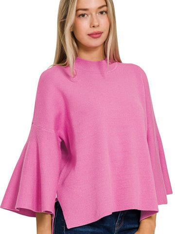 Thinking of You Sweater Top: Bright Orchid