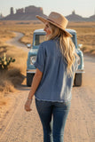 Fringe Benefits Chambray Top: Denim