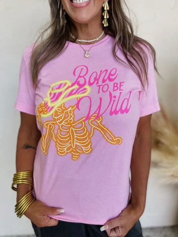 Bone to Be Wild Tee: Heather Bubblegum