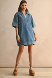 Southern Stroll Denim Shift Dress: Medium Wash