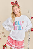 Holly Jolly Gingham Pullover: White
