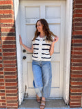 Striped Sailor Knitted Vest: Navy/Cream