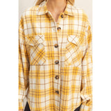 The Golden Girl Plaid Shacket: Yellow Mix