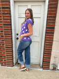 Tailgate Chic Sweater Vest: Lavender/ White