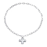 Dainty Hammered Cross Necklace: Silver