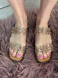 Magnet Sandals: Clear/Gold