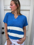 Varsity Sweater Top: Blue/White