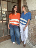 Varsity Sweater Top: Orange/White