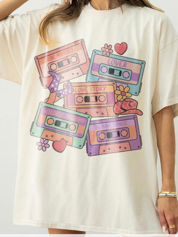 Cassette Tapes Tee: Ivory