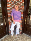 Perfectly Striped Top: Pink/ Royal