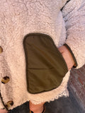 Cozy Trail Sherpa Jacket: Ivory/Olive