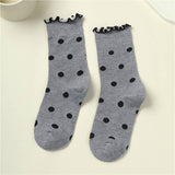 Polka Dot Crew Socks: Off White