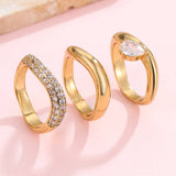 Rhinestone Ring Set: Gold