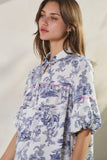 Toi De Paris Printed Top: Blue Multi