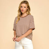 Staple Stripes Top: Mocha