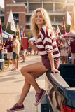 Gameday Striped Top: Maroon/Whitel