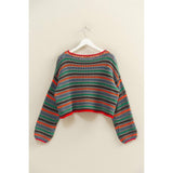 The Jovie Striped Sweater: Charcoal Mix
