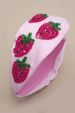 Beaded Strawberry Headband: Pink
