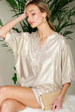 Mindful Metallic Top: Champagne