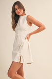 Twill & Thrill Mini Dress: Cream