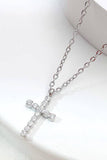 Sweet Magnolia Cross Necklace: Silver