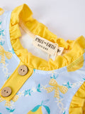 Summer Lemons Romper: Lt Blue/Yellow