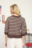 Coffee Date Striped Knit Top: Chocolate