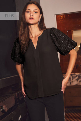 Party Hardy Chiffon Blouse PLUS: Black