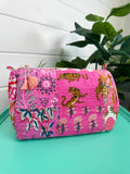 Tiger Patchwork Cosmetics Bag: Pink mix