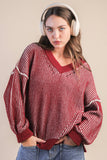 Pinned and Knitted Long-sleeve: Burgundy