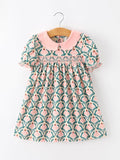 Petal Princess Dress: Emerald/Pink