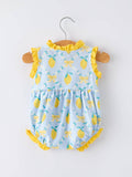 Summer Lemons Romper: Lt Blue/Yellow