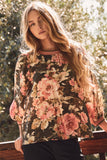 Autumn Bloom Top: Olive Multi