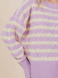 Double Take Striped Sweater: Lavender