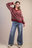 Pinned and Knitted Long-sleeve: Burgundy