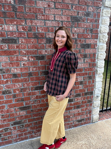 Oxford Charm Top PLUS: Navy Mix