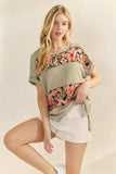 Seeing Double Floral Top: Light Olive