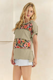 Seeing Double Floral Top: Light Olive
