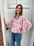 Pretty Party Fringe Top: Blush